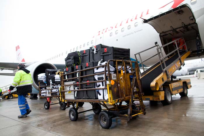 Baggage ready to be loaded onto aircraft