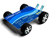 icon of car loan (credit card on wheels)