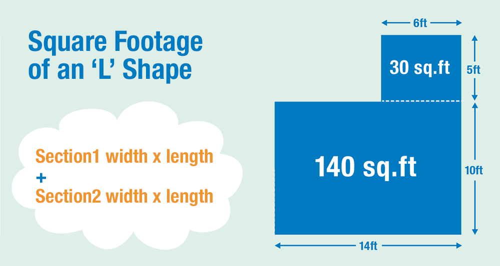 How to measure and calculate square footage for an 'L' shape
