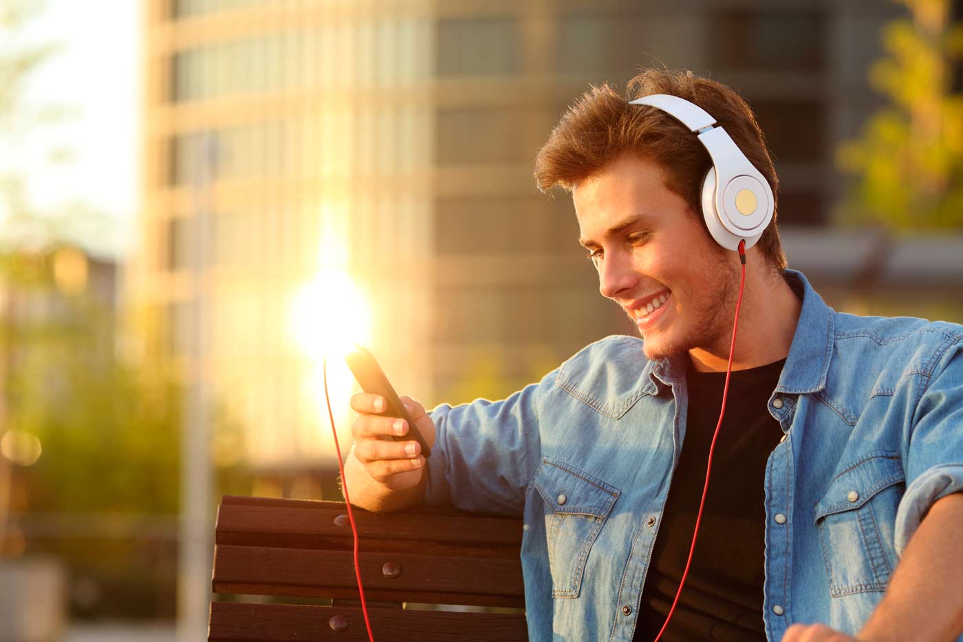 Student listening to music
