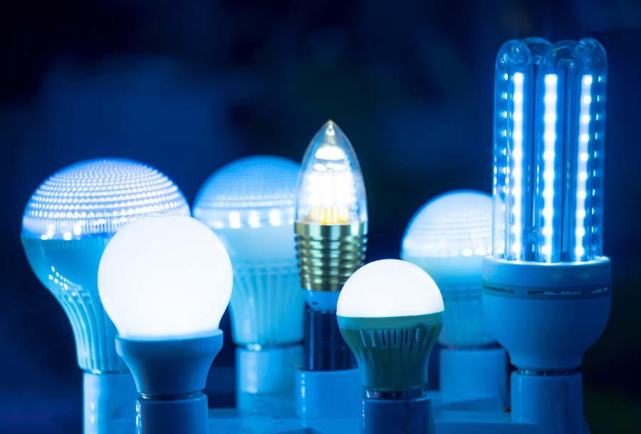 A selection of LED light bulbs