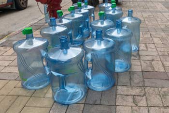 Gallon containers in a street