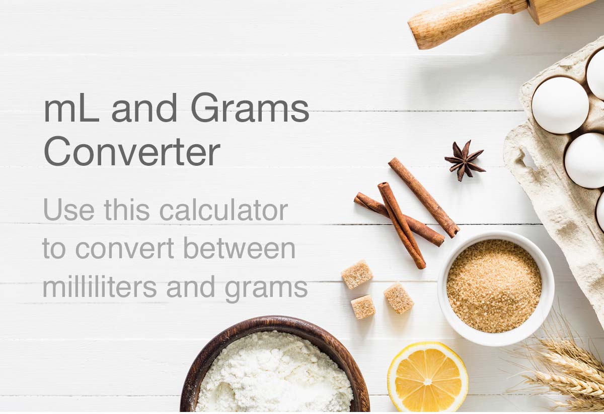 Convert Milliliters To Grams Chart