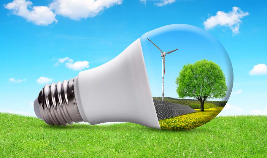LED light bulb illustration for green energy